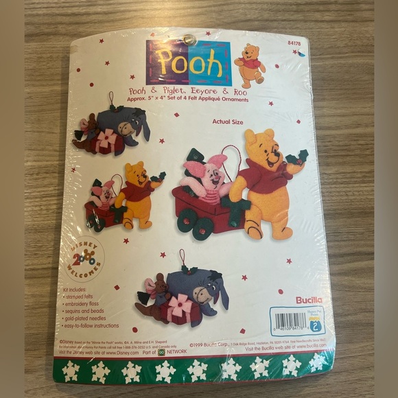 Disney Other - Vintage 90s Disney Winnie The Pooh DIY Craft Felt Christmas Ornaments Sealed